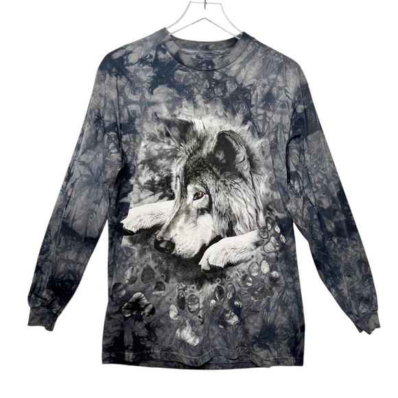 VINTAGE The Mountain Wolf Long Sleeve Unisex All Over Graphic Tee Sz M - Picture 1 of 9